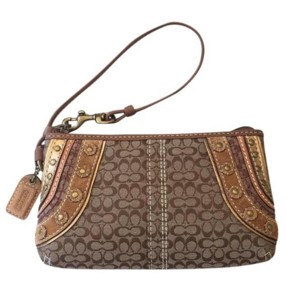 NWOT Coach Soho Leather Jacquard Studded Wristlet